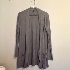 gray cardigan